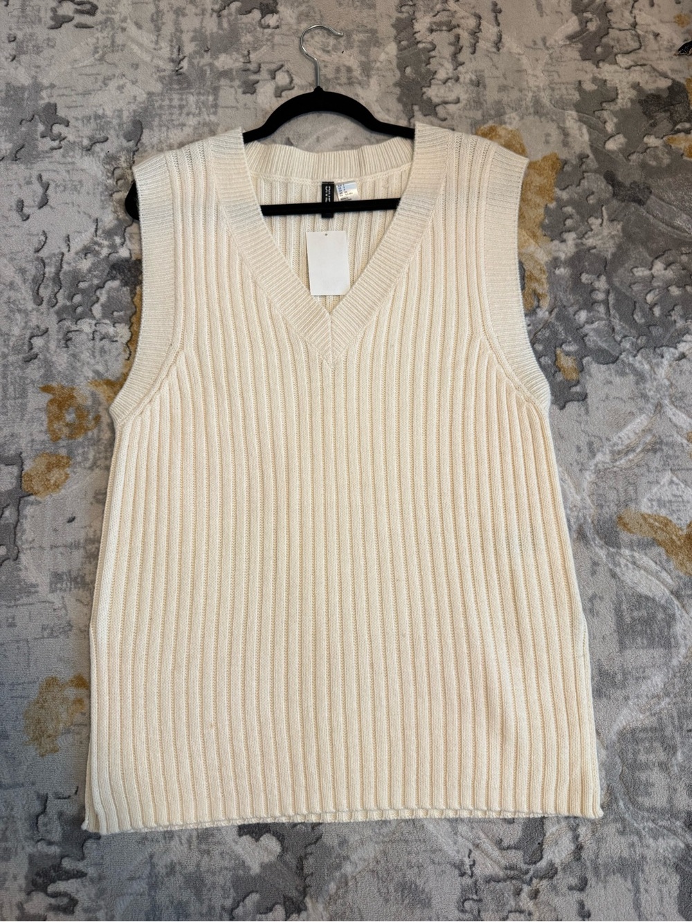 Divided Cream Ribbed V-Neck Sweater Vest